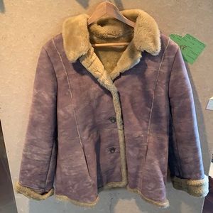 Brown Larry Levine winter jacket fur lining LG